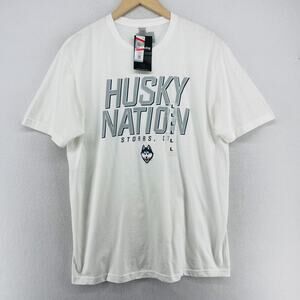 UCONN Shirt Mens L Husky Nation CT University CAPTIVATING White NEW